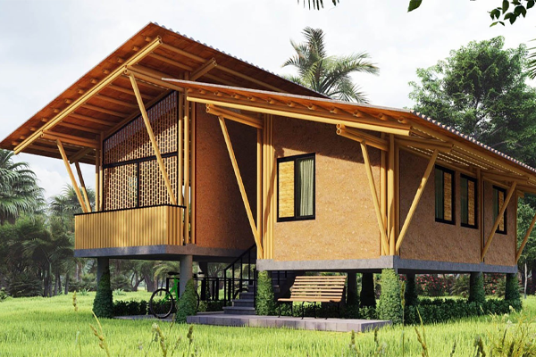Bamboo and timber stacks